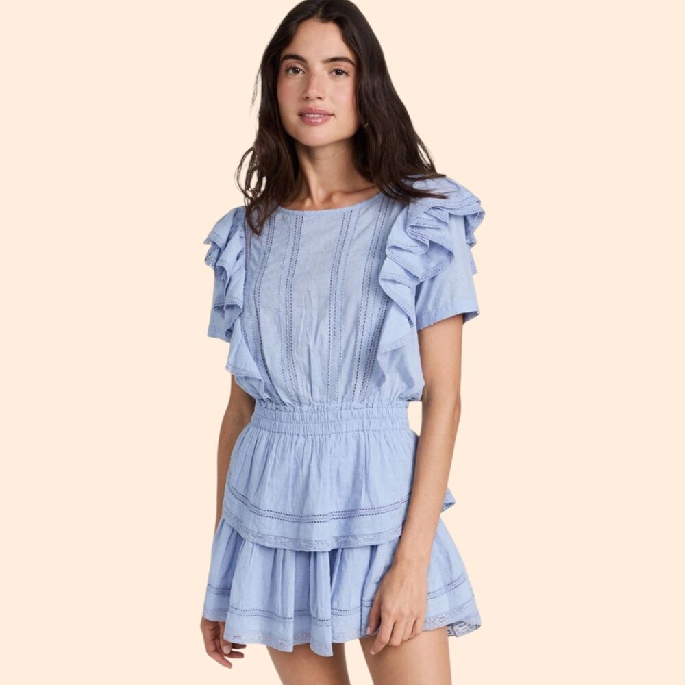 LoveShackFancy Natasha Dress Blue - Picture 1 of 7